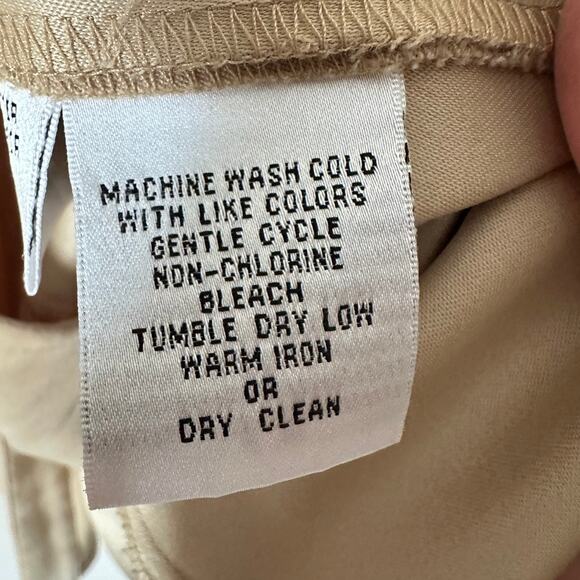 Talbots Stetch Faux Suede Shirt Womens LARGE Button Up Classic Fall Career Tan - Picture 11 of 12